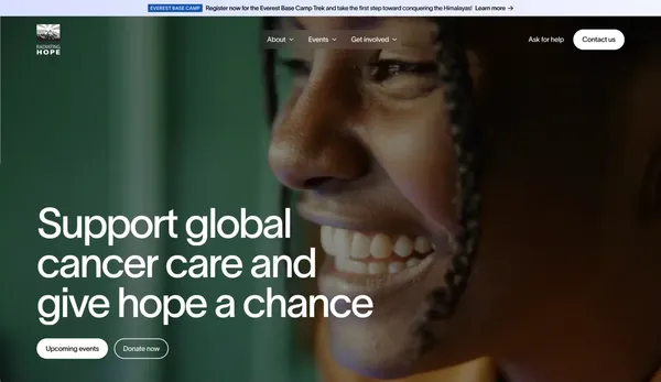 RadiatingHope® | A Non-Profit for Global Cancer Care & Support - Landing design inspiration