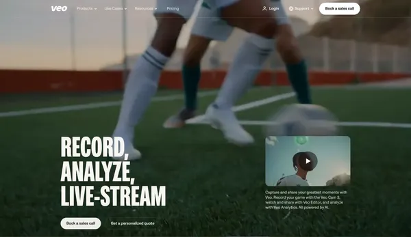 Sports Tracking Camera: Record & Analyse Matches | Veo - Landing design inspiration