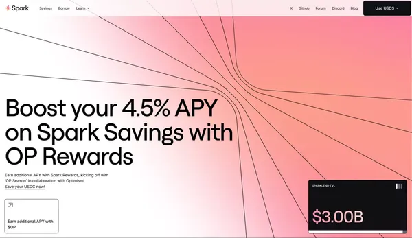 Spark: Earn on your stablecoins - Landing design inspiration