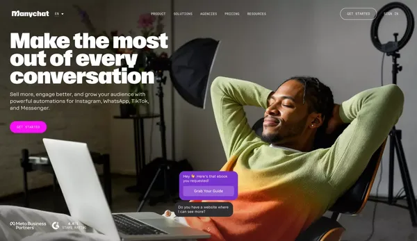 Chat Marketing Made Easy with Manychat - Landing design inspiration
