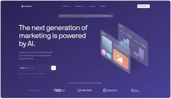 Coframe – Automate Website Growth 24/7 - Landing design inspiration