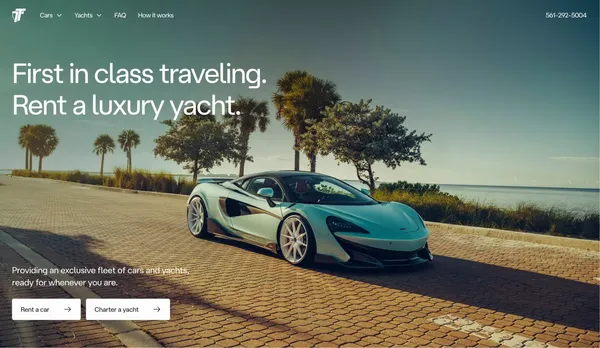 TopTier Miami Rentals | Luxury Car Rentals & Yacht Charters - Landing design inspiration