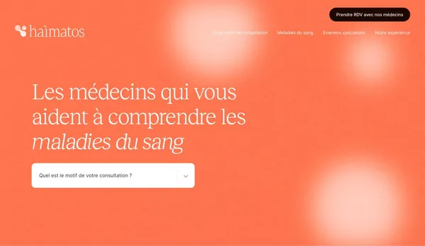 HAIMATOS - Centre d'hÃ©matologie Paris, MÃ©decins HÃ©matologues - Landing design inspiration