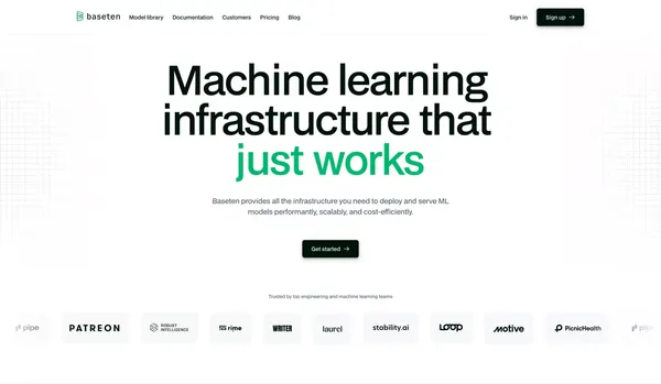 Baseten | Machine learning infrastructure - Landing design inspiration