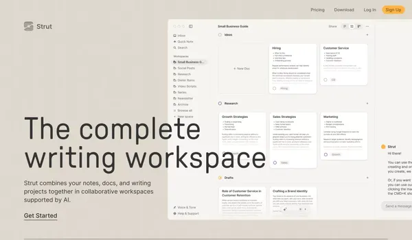 Strut – The complete writing workspace - Landing design inspiration