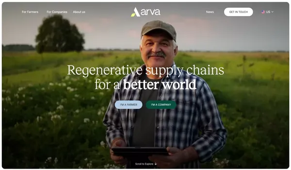 Arva | Regenerative Agriculture Solutions - Landing design inspiration