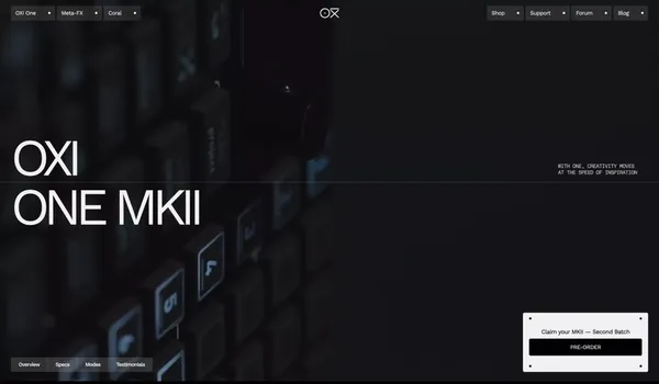 OXI ONE MKII — Creativity at the Speed of Inspiration - Landing design inspiration