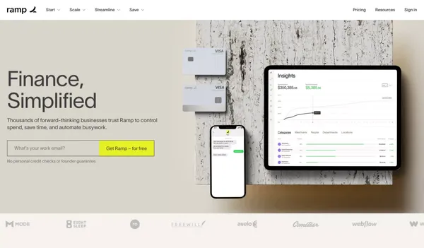 Ramp - Corporate cards and finance automation that scales with you - Landing design inspiration