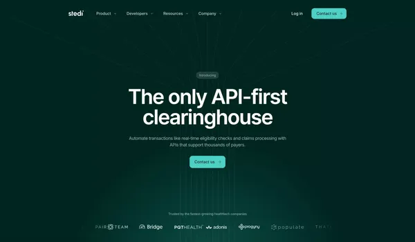 Stedi - The only API-first clearinghouse - Landing design inspiration