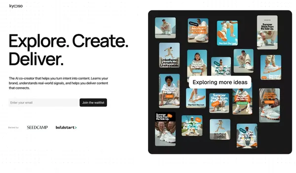 Kyoso | AI Co-Creation Platform for Creators - Landing design inspiration