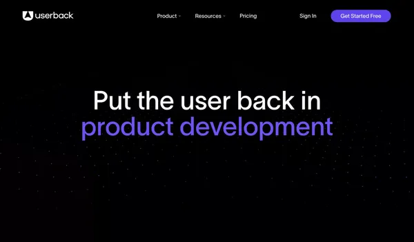 Userback | Put the user back in product development - Landing design inspiration