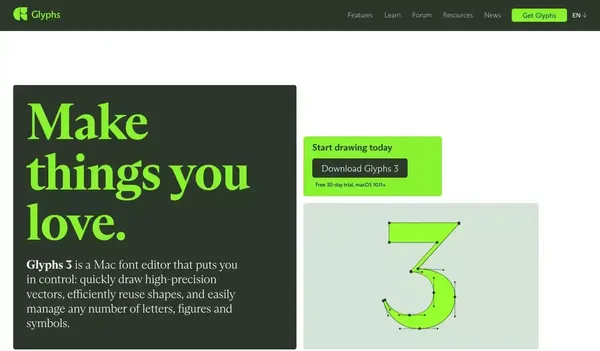 Glyphs - Landing design inspiration