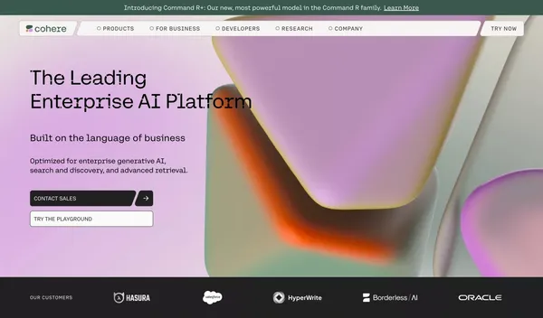 Cohere | The leading AI platform for enterprise - Landing design inspiration