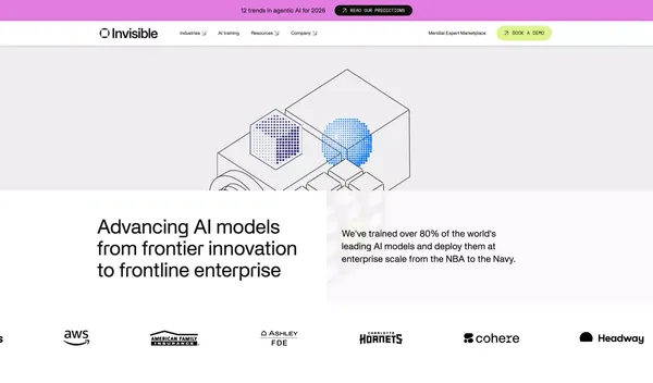 AI Software for Labs and Enterprise | Invisible Technologies - Landing design inspiration