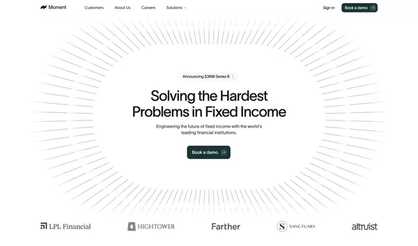 Moment | Fixed Income Trading and Data for Wealth Platforms - Landing design inspiration