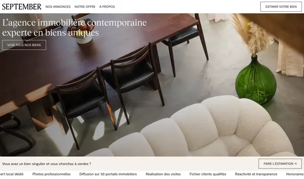 September — Agence immobiliÃ¨re contemporaire - Landing design inspiration