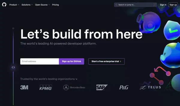 GitHub: Let’s build from here · GitHub - Landing design inspiration