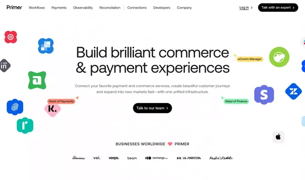 Primer: The ultimate commerce & payments automation platform - Landing design inspiration