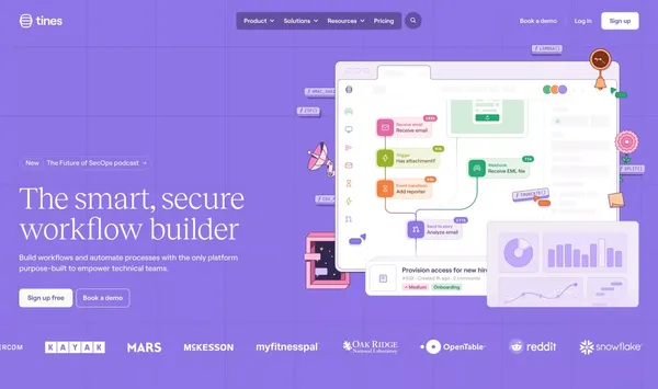 Tines | The smart, secure workflow builder - Landing design inspiration