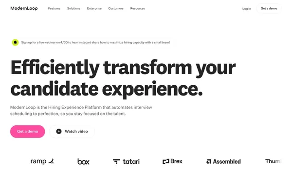 ModernLoop | The automated scheduling platform for interviews - Landing design inspiration