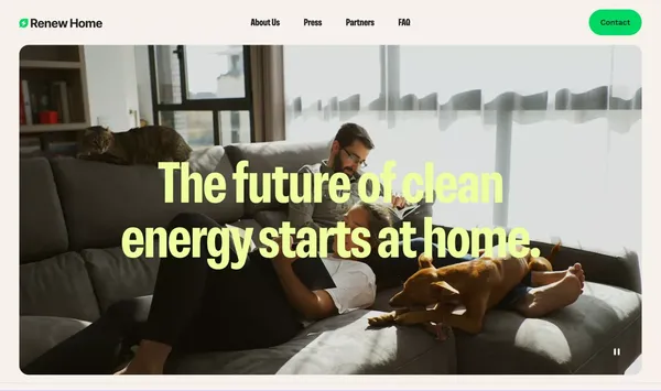 Renew Home | An energy management solution for modern homes - Landing design inspiration