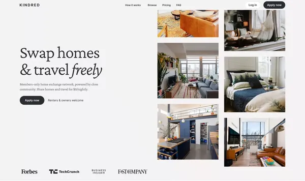 Trusted Home Swapping and Exchange Community | Kindred - Landing design inspiration