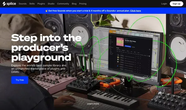 Royalty-Free Sounds, FX, Presets & More | Splice - Landing design inspiration