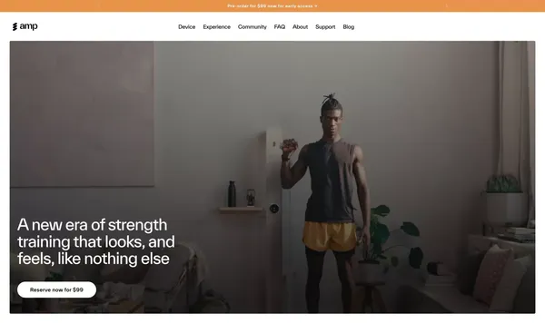 amp - the AI-powered fitness machine made for modern life - Landing design inspiration