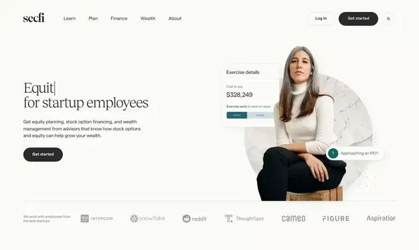 Secfi — The leading financial advisor for tech people - Landing design inspiration