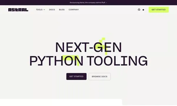 Astral: Next-gen Python tooling - Landing design inspiration