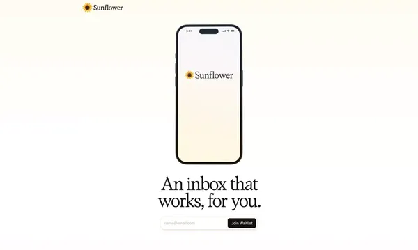 Sunflower. An inbox that works, for you. - Landing design inspiration