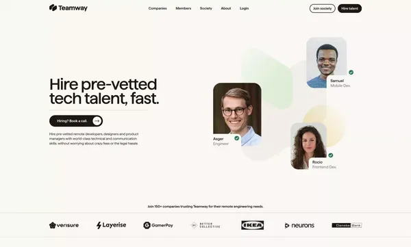 Teamway | The member-owned tech society - Landing design inspiration