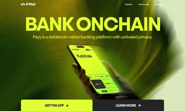 Payy - Bank onchain with stablecoins - Landing design inspiration