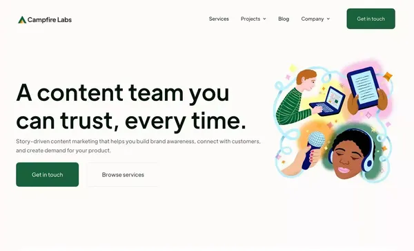 Campfire Labs – Story-driven content for B2B brands. - Landing design inspiration