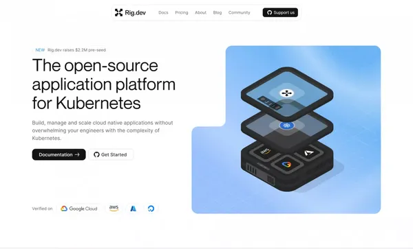 Rig.dev | The open-source application platform for Kubernetes - Landing design inspiration