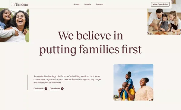 In Tandem Families - Landing design inspiration
