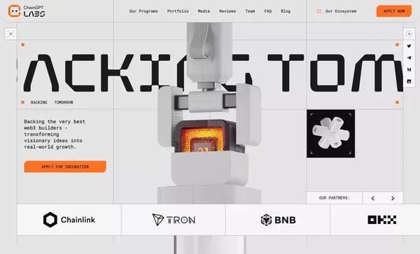 ChainGPT Labs | Fund, Incubate and Accelerate Web3 Projects - Landing design inspiration