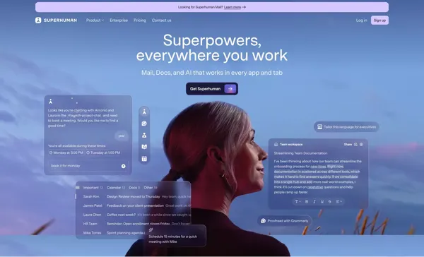 Superhuman: Mail, Docs, and AI That Work Everywhere - Landing design inspiration