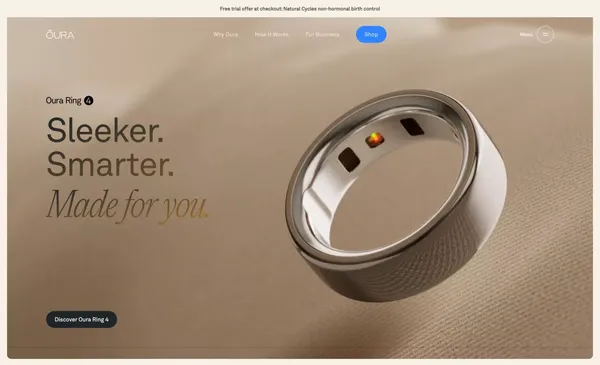 Oura Ring. Smart Ring for Fitness, Stress, Sleep & Health. - Landing design inspiration