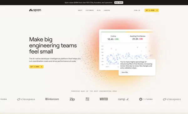 Span - AI-native engineering intelligence and automations - Landing design inspiration