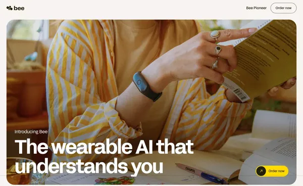 Bee - Your new wearable personal AI - Landing design inspiration
