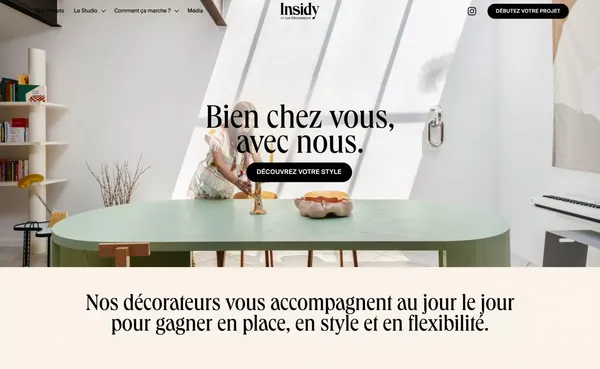 Studio de décoration et d'architecture d'intérieur en ligne - Insidy - Landing design inspiration