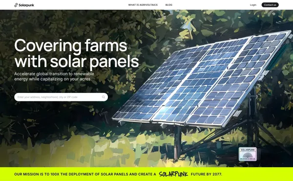 Covering farms with solar panels - Landing design inspiration