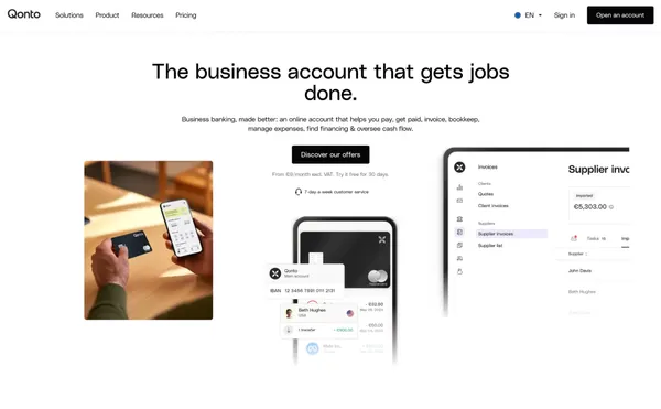 Manage all your finances from your Qonto business account - Landing design inspiration
