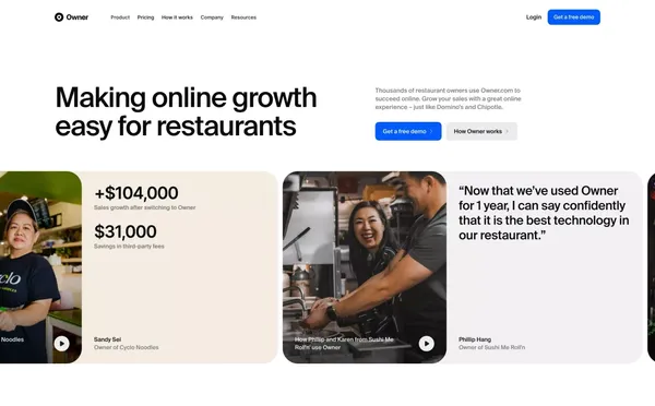 Online Ordering and Restaurant Marketing System | Owner.com - Landing design inspiration