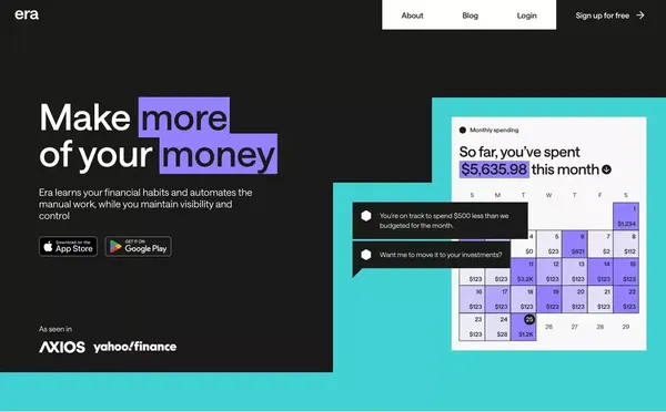 AI to make more of your money | Era - Landing design inspiration