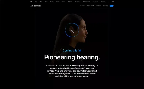 AirPods Pro 2 - Hearing Health - Apple - Landing design inspiration