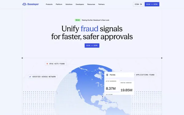 Baselayer: Business Identity Verification, Risk, & Fraud - Landing design inspiration