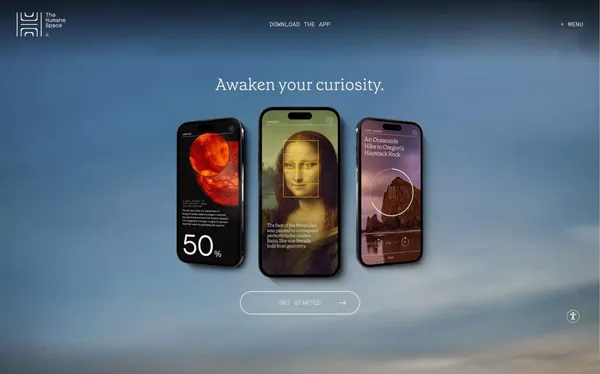 The Humane Space - Unlock the power of curiosity and awe. - Landing design inspiration