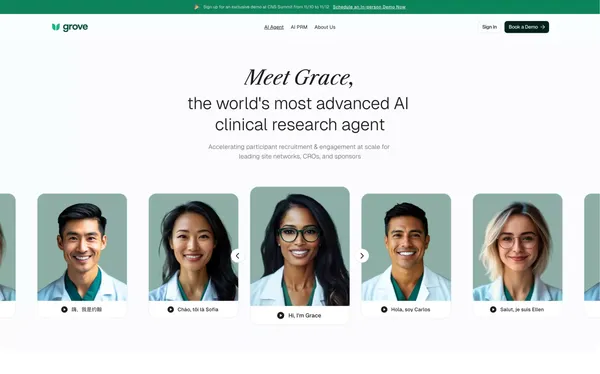 AI for Clinical Trial Recruitment and Engagement - Grove - Landing design inspiration
